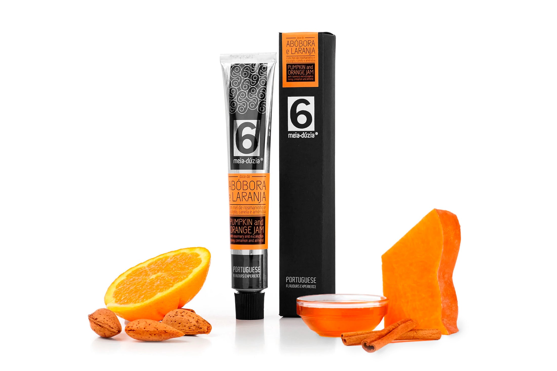 Compota de abóbora e laranja com mel, canela e amêndoa meia.dúzia